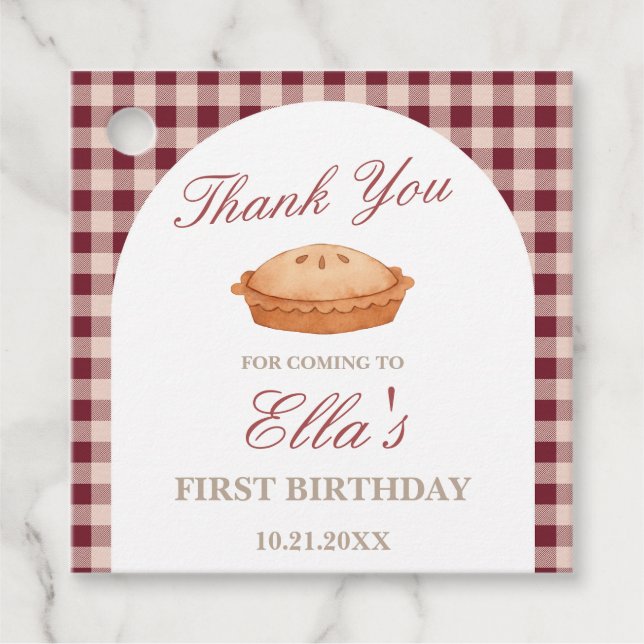 Cutie Pie Birthday Favour Tags (Front)
