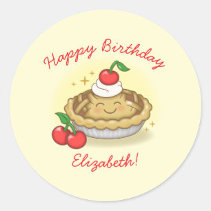 Cutie Pie Birthday Party Kids Cherry Classic Round Sticker