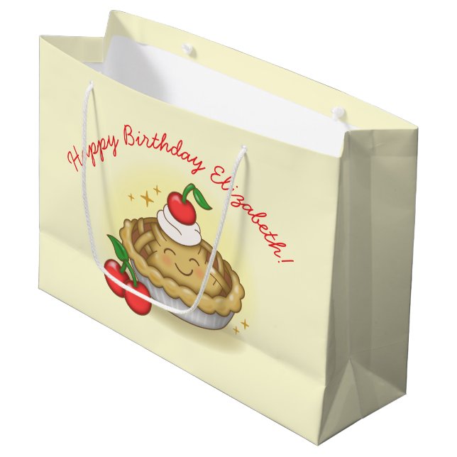 Cutie Pie Birthday Party Kids Cherry Large Gift Bag (Front Angled)
