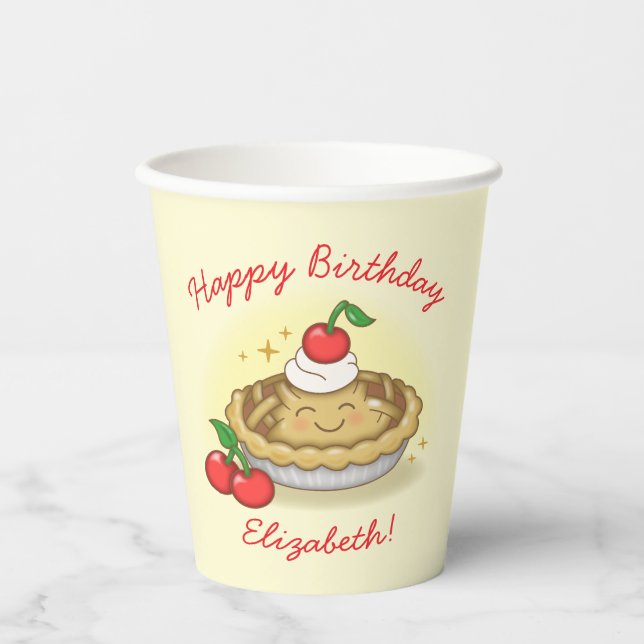 Cutie Pie Birthday Party Kids Cherry Paper Cups (Front)