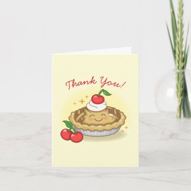 Cutie Pie Birthday Party Kids Cherry Thank You Card (Front)