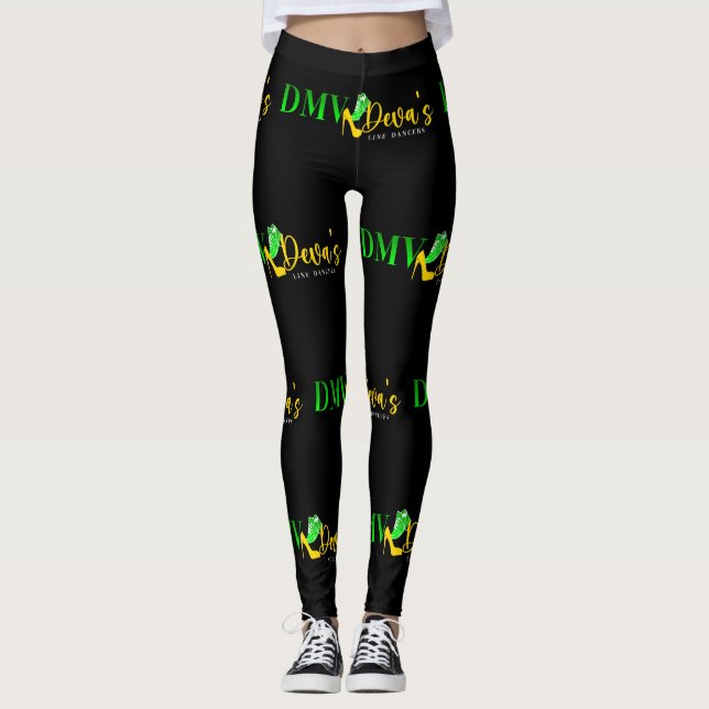 CUTIE PIE BLACK & LIME LEGGINS LEGGINGS (Front)