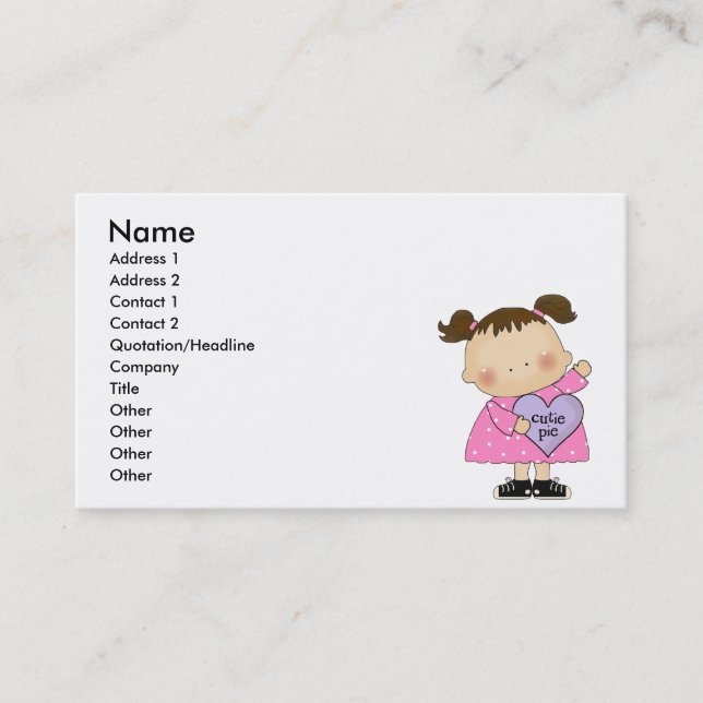 cutie pie candy heart girl business card (Front)