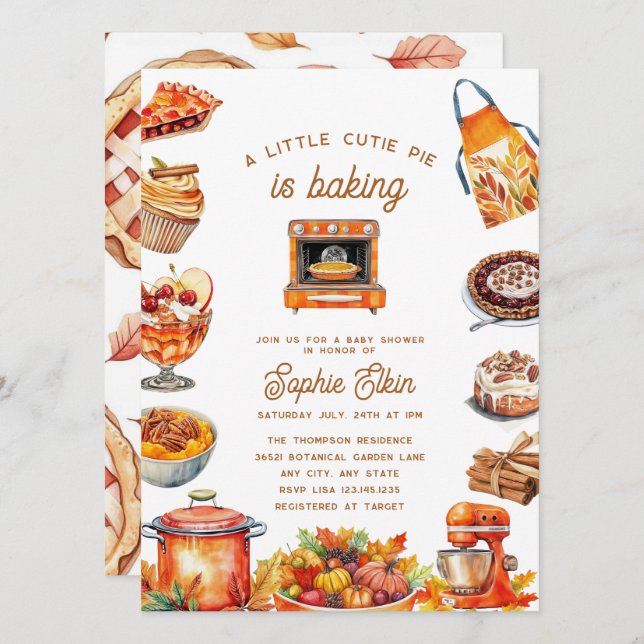 Cutie Pie | Fall Autumn Baby Shower Invitation (Front/Back)