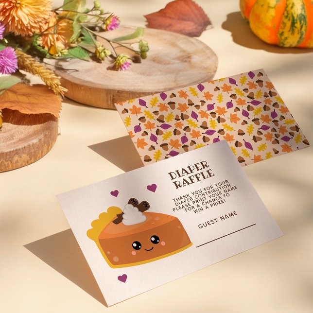 Cutie Pie Fall Baby Shower Diaper Raffle Enclosure Card (You’ll definitely want a piece of this cutie pie diaper raffle card. )