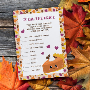 Cutie Pie Fall Baby Shower Guess the Price Notepad