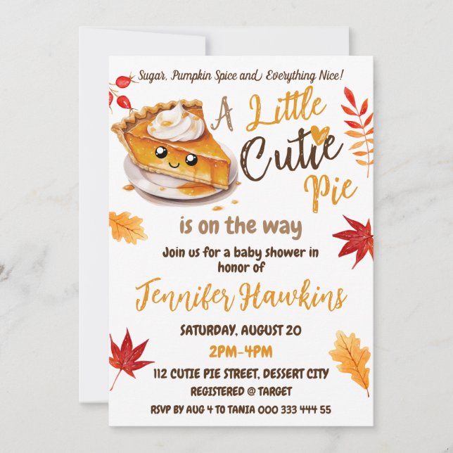 Cutie Pie Fall Baby Shower Invitation (Front)