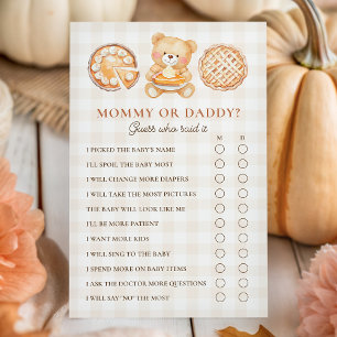 Cutie Pie Fall Baby Shower Mummy or Daddy Game