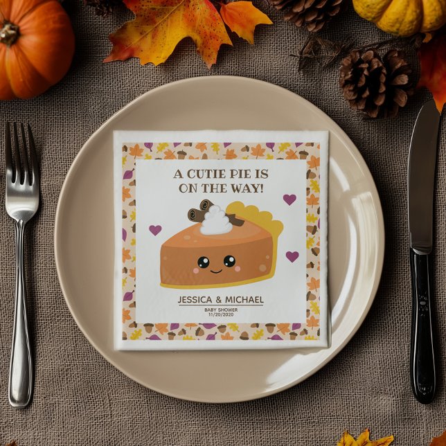 Cutie Pie Fall Baby Shower Napkin (You will want a bite of this cute napkin.)
