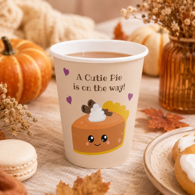 Cutie Pie Fall Baby Shower Paper Cups (Celebrate the sweetest little arrival with these adorable Cutie Pie Fall Baby Shower Paper Cups.)