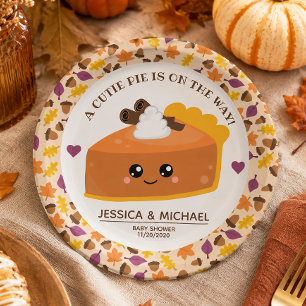 Cutie Pie Fall Baby Shower Paper Plate