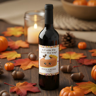 Cutie Pie Fall Baby Shower Wine Label