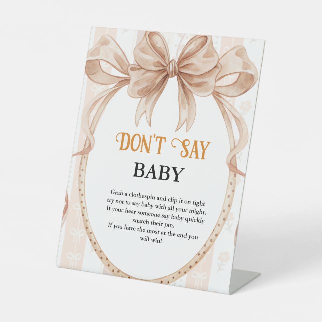 Cutie pie fall bow don't say baby baby Shower sign (Front)