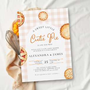 Cutie Pie Fall Gingham Coed Neutral Baby Shower Invitation