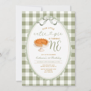 Cutie Pie First Birthday Invitation Sage Green