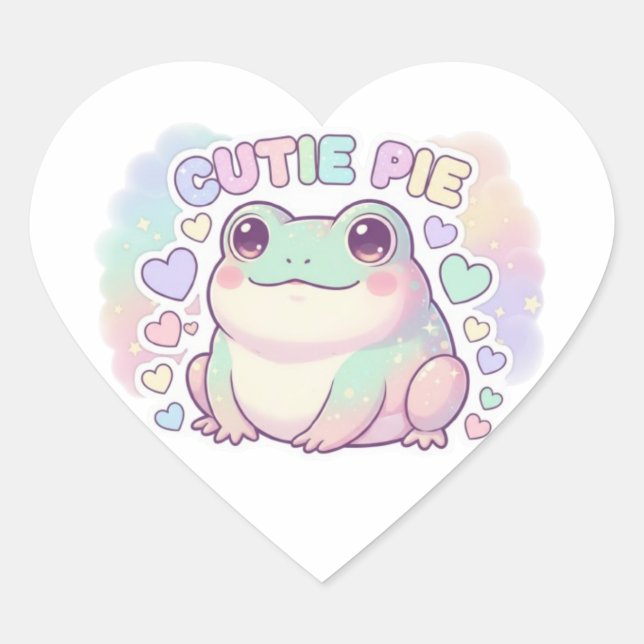 Cutie Pie Frog Sticker Cute Sparkle Frog Kawaii Ae (Front)