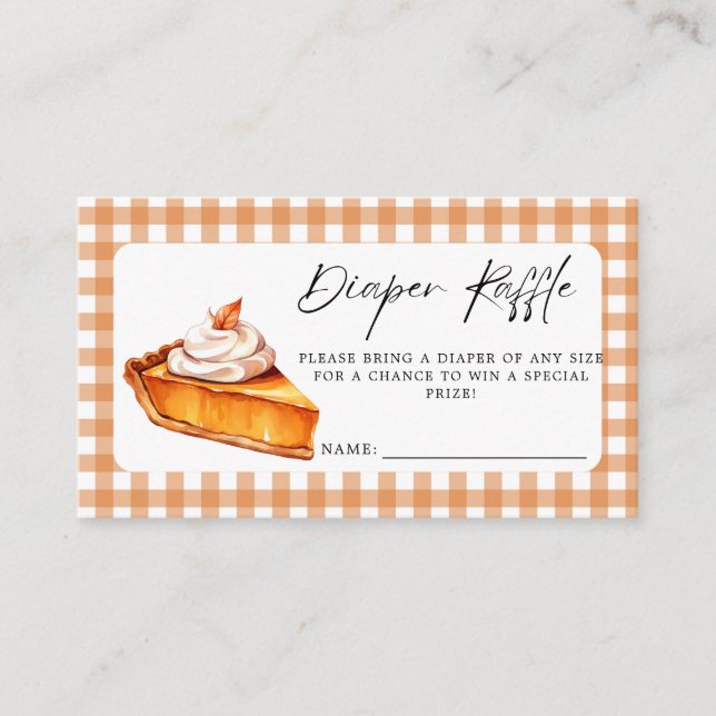 Cutie Pie Gingham Fall Baby Shower Diaper Raffle Enclosure Card (Front)