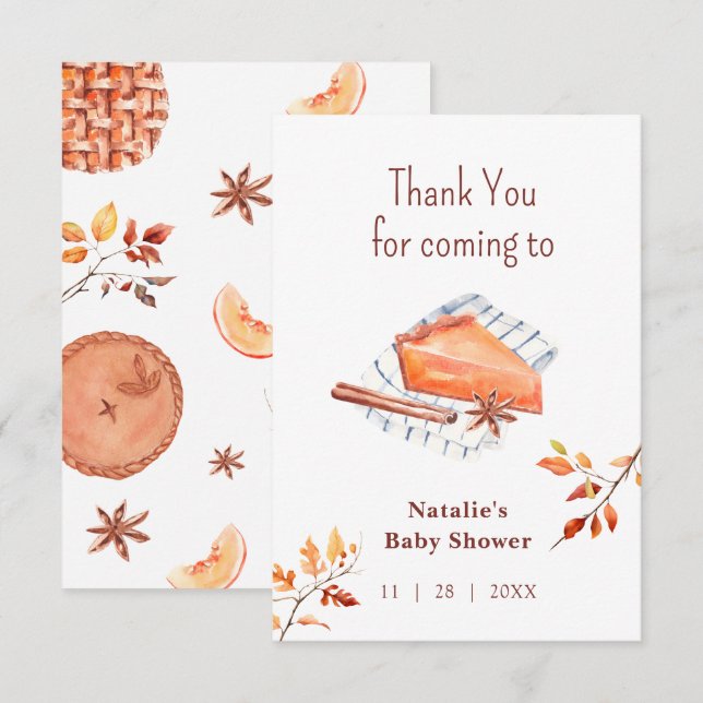 Cutie Pie Is On The Way Baby Shower Thank You Card (Front/Back)