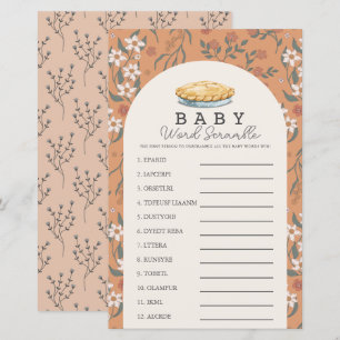 Cutie Pie Orange Floral Baby Word Scramble Game