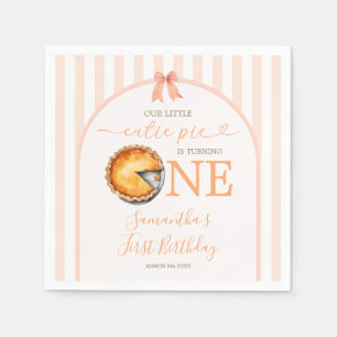 Cutie Pie Orange Gingham 1st Birthday Napkin