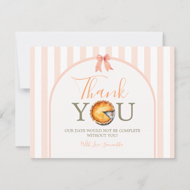 Cutie Pie Orange Gingham 1st Birthday Thank You Card (Front)
