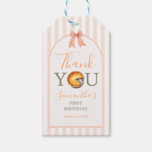 Cutie Pie Orange Gingham 1st Birthday Thank You Gift Tags