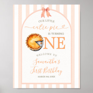 Cutie Pie Orange Gingham 1st Birthday Welcome Sign