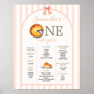 Cutie Pie Orange Gingham 1st Year Fact Sign