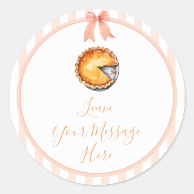 Cutie Pie Orange Gingham Love Your Message Here Classic Round Sticker (Front)