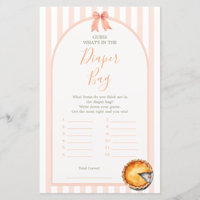 Cutie Pie Orange Gingham What's in Diaper Bag (Front)