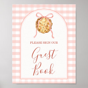 Cutie Pie Pastel Pink Bow Gingham Fall Guest Book