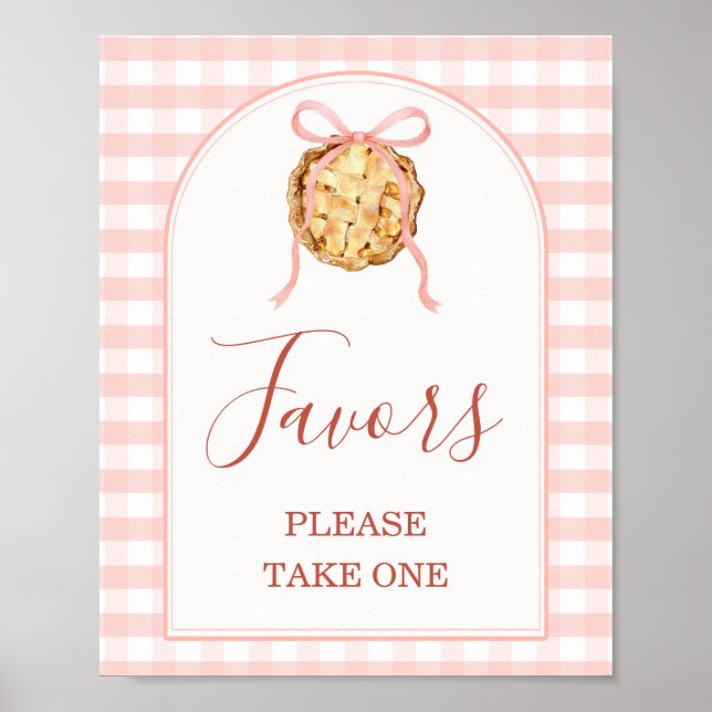 Cutie Pie Pastel Pink Gingham Baby Shower Favors Poster (Front)