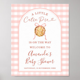 Cutie Pie Pastel Pink Gingham Baby Shower Welcome Poster