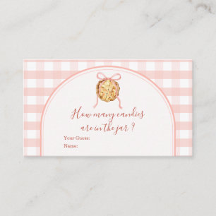 Cutie Pie Pastel Pink Gingham How Many Candies Enclosure Card