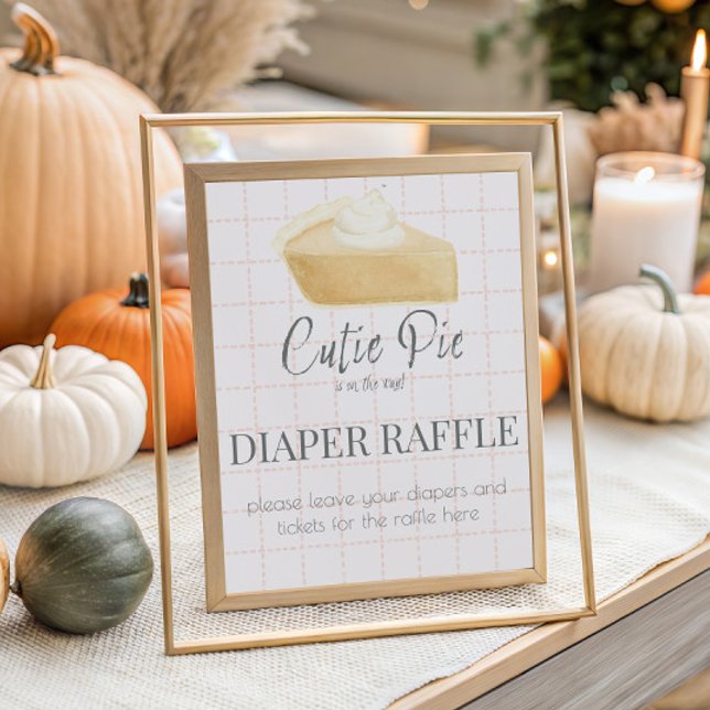 Cutie Pie Pink Fall Baby Shower Diaper Raffle  Poster (Creator Uploaded)