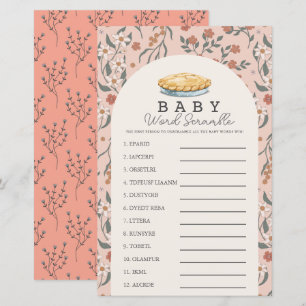 Cutie Pie Pink Floral Baby Word Scramble Game