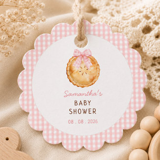 Cutie Pie Pink gingham Baby Shower Favour Tags
