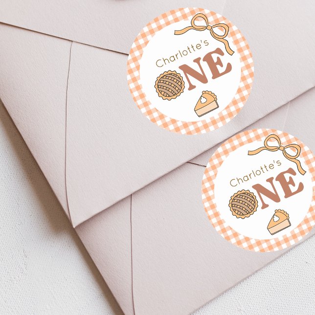 Cutie Pie Pumpkin 1st Birthday Classic Round Sticker (Creator Uploaded)