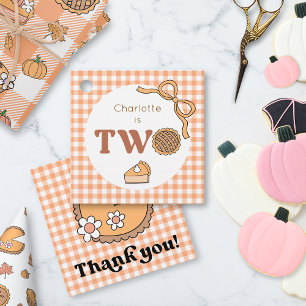 Cutie Pie Pumpkin 2nd Birthday Thank You Favour Tags