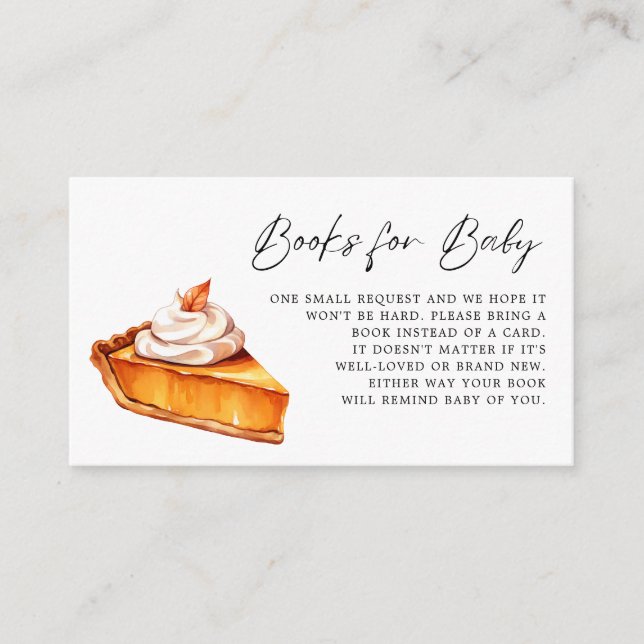 Cutie Pie Pumpkin Fall Baby Shower Books for Baby Enclosure Card (Front)