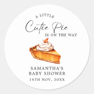 Cutie Pie Pumpkin Fall Baby Shower  Classic Round Sticker