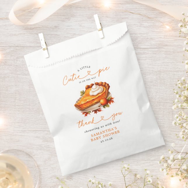 Cutie Pie Pumpkin Fall Baby Shower Thank You Favour Bags (Clipped)