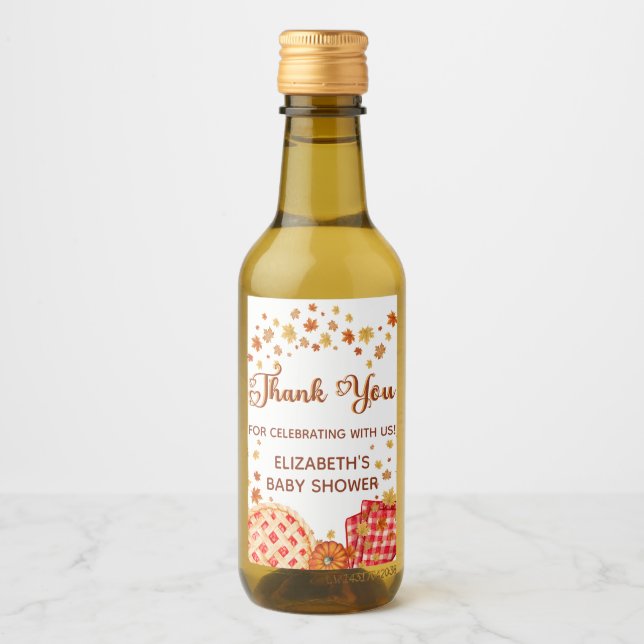 Cutie Pie Pumpkin Fall Baby Shower Thank You Wine Label (Front)