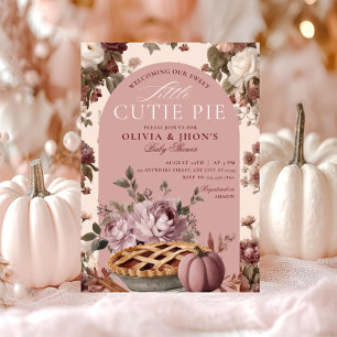 Cutie Pie Pumpkin Floral Bow Baby Shower Invitation