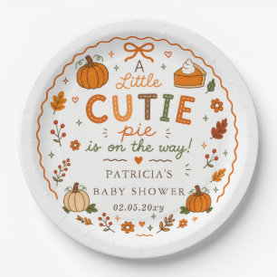 Cutie Pie Pumpkin Gender Neutral Baby Shower Paper Plate