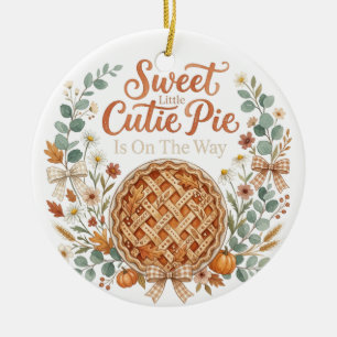 Cutie Pie Pumpkin Pie Baby Annoucement Ceramic Tree Decoration