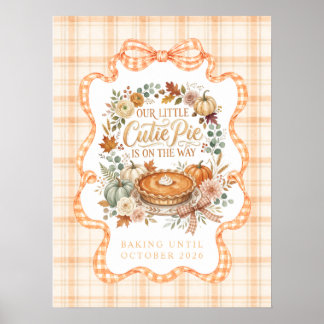 Cutie Pie Pumpkin Pie Baby Announcement Poster