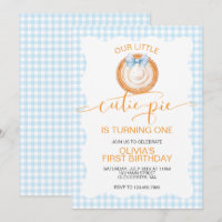 Cutie Pie pumpkin pie blue plaid First Birthday