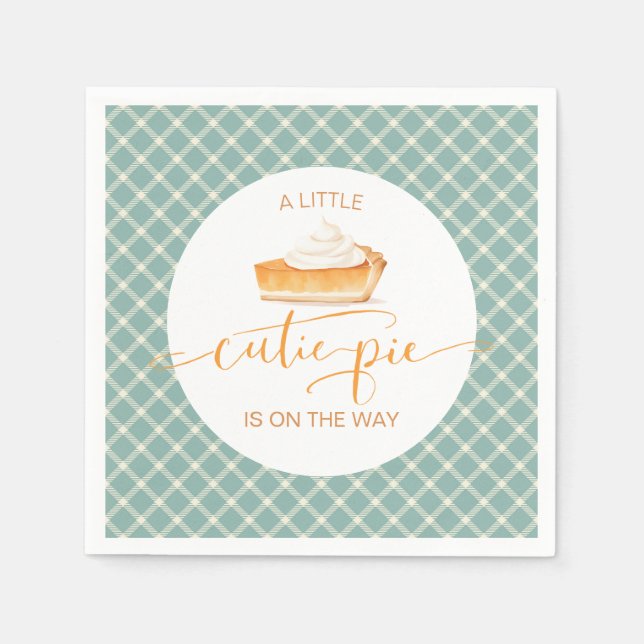 Cutie Pie pumpkin pie Fall plaid baby shower Napkin (Front)