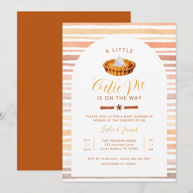 Cutie Pie Thanksgiving Baby Shower Invite (Front/Back)